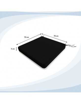 Cojín para banco de jardín, cojín para columpio, cojín de jardín, 70 x 70 x 5 cm, Negro