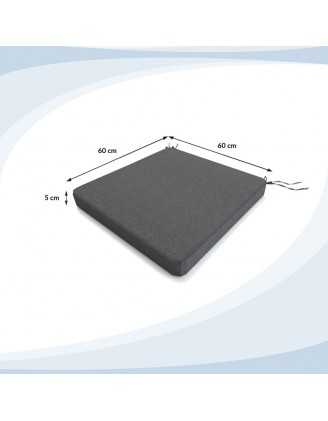 Cojín para banco de jardín, cojín para columpio, cojín de jardín, 60 x 60 x 5 cm, Gris