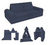 Sofá modular infantil de pana suave, set de 6 elementos, color Cielo Nocturno