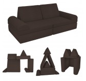 Sofá modular infantil de pana suave, set de 6 elementos, color Marrón Chocolate
