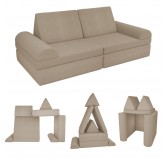 Sofá modular infantil de pana suave, set de 6 elementos, color Caramelo Cálido