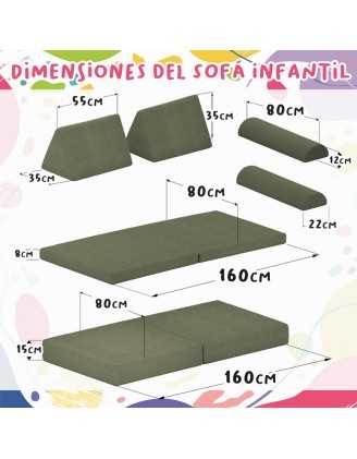 Cojín triangular 55×35×35 cm para sofá modular infantil de pana, color Atardecer Arenoso