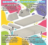 Cojín triangular 55×35×35 cm para sofá modular infantil de pana, color Laguna Azul