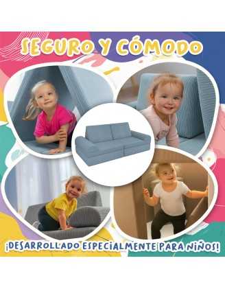 Cojín triangular 55×35×35 cm para sofá modular infantil de pana, color Laguna Azul