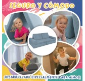 Cojín semi cilíndrico 80×22×12 cm para sofá modular infantil de pana, color Laguna Azul