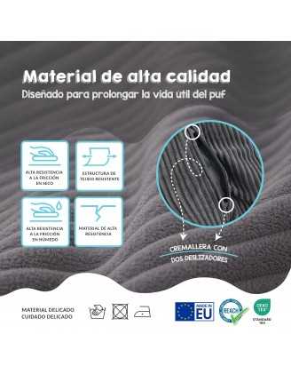 Funda para puf infantil para peluches | Tejido de pana | 85x85x50 cm | Guijarro Nocturno