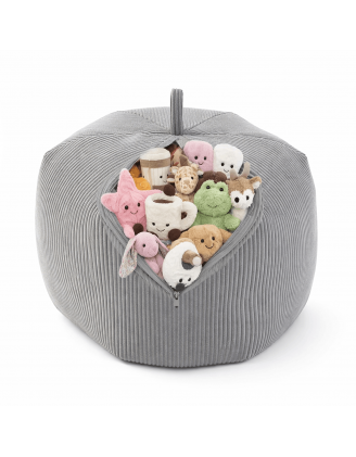 Funda para puf infantil para peluches | Tejido de pana | 85x85x50 cm | Gris Conejo