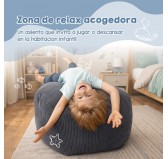 Funda para puf infantil para peluches | Tejido de pana | 85x85x50 cm | Gris Conejo
