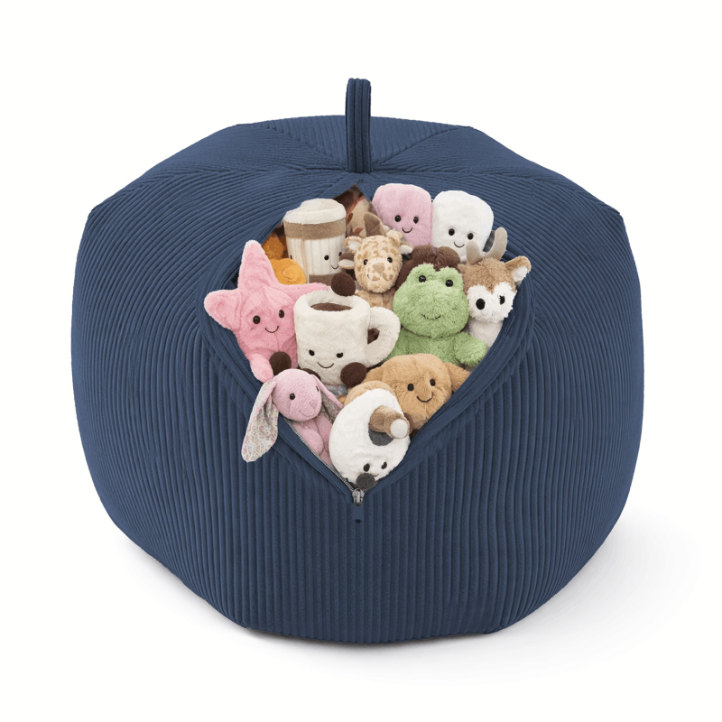 Funda para puf infantil para peluches | Tejido de pana | 85x85x50 cm | Cielo Nocturno