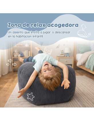 Funda para puf infantil para peluches | Tejido de pana | 85x85x50 cm | Cielo Nocturno