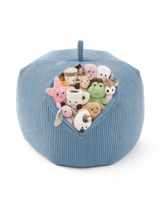 Funda para puf infantil para peluches | Tejido de pana | 85x85x50 cm | Laguna Azul