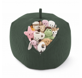 Funda para puf infantil para peluches | Tejido de pana | 85x85x50 cm | Verde Bosque