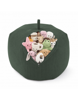 Funda para puf infantil para peluches | Tejido de pana | 85x85x50 cm | Verde Bosque