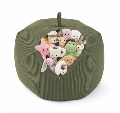 Funda para puf infantil para peluches | Tejido de pana | 85x85x50 cm | Guisante de Primavera