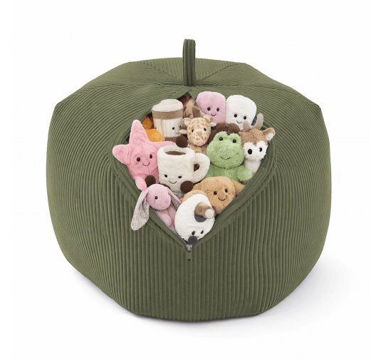 Funda para puf infantil para peluches | Tejido de pana | 85x85x50 cm | Guisante de Primavera