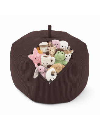 Funda para puf infantil para peluches | Tejido de pana | 85x85x50 cm | Marrón Chocolate