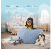 Funda para puf infantil para peluches | Tejido de pana | 85x85x50 cm | Marrón Chocolate