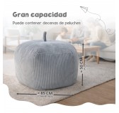 Funda para puf infantil para peluches | Tejido de pana | 85x85x50 cm | Marrón Chocolate