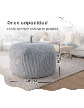 Funda para puf infantil para peluches | Tejido de pana | 85x85x50 cm | Marrón Chocolate