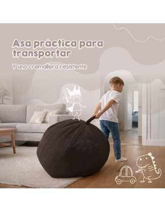 Funda para puf infantil para peluches | Tejido de pana | 85x85x50 cm | Marrón Chocolate