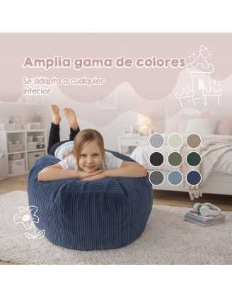 Funda para puf infantil para peluches | Tejido de pana | 85x85x50 cm | Caramelo Cálido