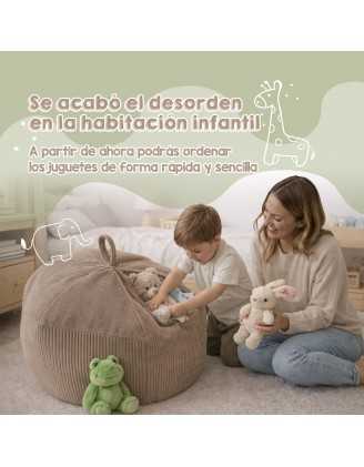 Funda para puf infantil para peluches | Tejido de pana | 85x85x50 cm | Caramelo Cálido