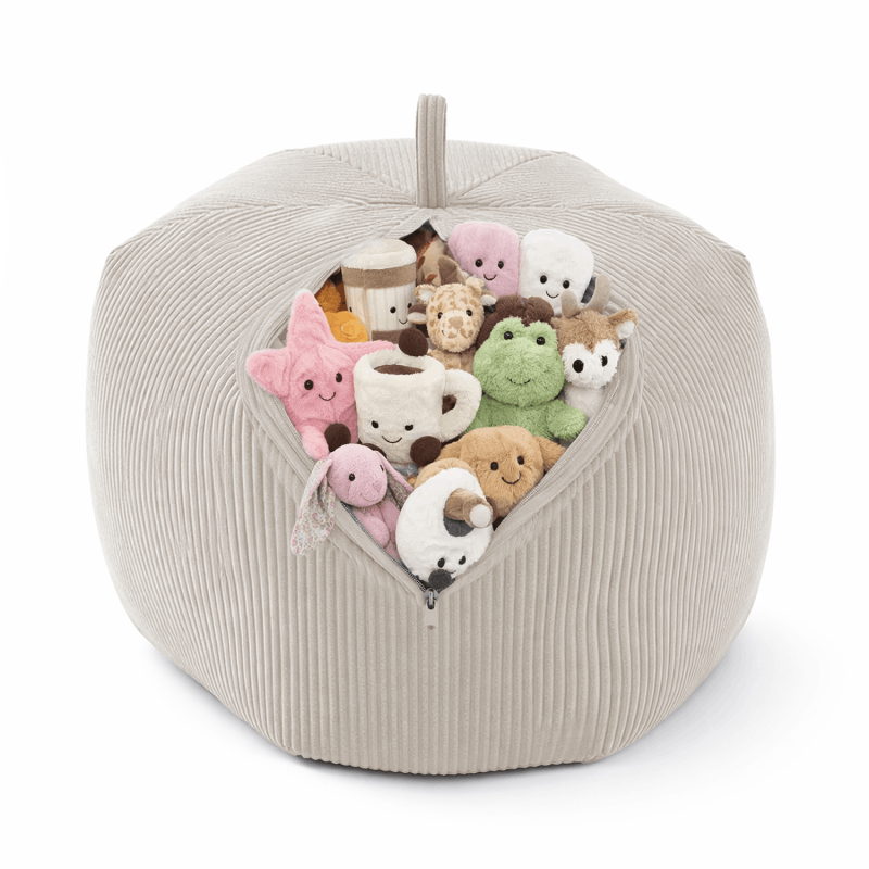 Funda para puf infantil para peluches | Tejido de pana | 85x85x50 cm | Atardecer Arenoso