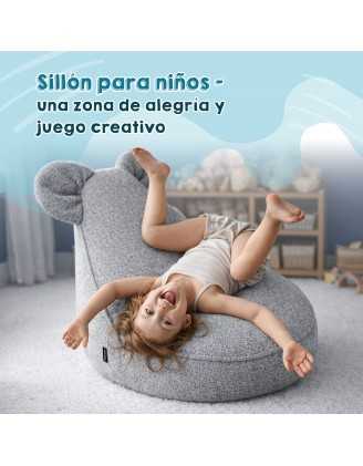 Puf Infantil con Orejas de Ratón | Bouclé | 68x68x50 cm | Rosa Caramelo