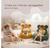 Puf Infantil con Orejas de Ratón | Bouclé | 68x68x50 cm | Rosa Caramelo