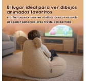 Puf Infantil con Orejas de Ratón | Bouclé | 68x68x50 cm | Rosa Caramelo