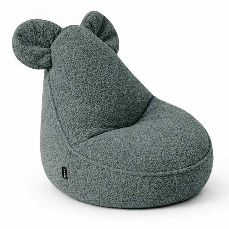 Puf Infantil con Orejas de Ratón | Bouclé | 68x68x50 cm | Azul Bebé Puf Infantil con Orejas de Ratón | Bouclé | 68x68x50 cm | Azul Bebé