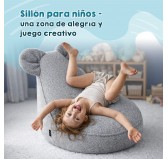 Puf Infantil con Orejas de Ratón | Bouclé | 68x68x50 cm | Azul Bebé Puf Infantil con Orejas de Ratón | Bouclé | 68x68x50 cm | Azul Bebé