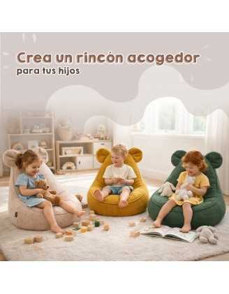 Puf Infantil con Orejas de Ratón | Bouclé | 68x68x50 cm | Azul Bebé