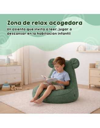 Puf Infantil con Orejas de Ratón | Bouclé | 68x68x50 cm | Azul Bebé