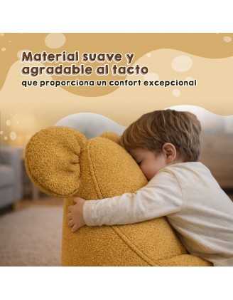 Puf Infantil con Orejas de Ratón | Bouclé | 68x68x50 cm | Azul Bebé