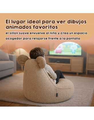Puf Infantil con Orejas de Ratón | Bouclé | 68x68x50 cm | Azul Bebé