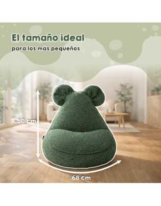 Puf Infantil con Orejas de Ratón | Bouclé | 68x68x50 cm | Azul Bebé