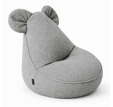Puf Infantil con Orejas de Ratón | Bouclé | 68x68x50 cm | Gris Suave