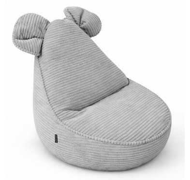 Puf Infantil con Orejas de Ratón | Tejido de pana | 68x68x50 cm | Gris Conejo