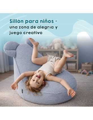 Puf Infantil con Orejas de Ratón | Tejido de pana | 68x68x50 cm | Cielo Nocturno