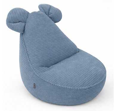Puf Infantil con Orejas de Ratón | Tejido de pana | 68x68x50 cm | Laguna Azul