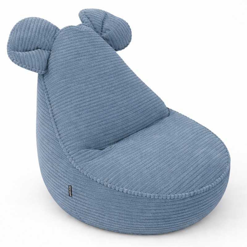 Puf Infantil con Orejas de Ratón | Tejido de pana | 68x68x50 cm | Laguna Azul Puf Infantil con Orejas de Ratón | Tejido de pana | 68x68x50 cm | Laguna Azul