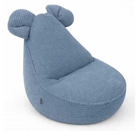 Puf Infantil con Orejas de Ratón | Tejido de pana | 68x68x50 cm | Laguna Azul