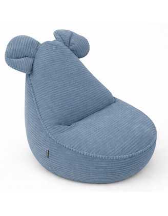 Puf Infantil con Orejas de Ratón | Tejido de pana | 68x68x50 cm | Laguna Azul