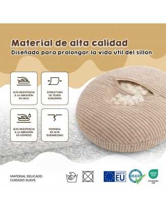 Puf Infantil con Orejas de Ratón | Tejido de pana | 68x68x50 cm | Laguna Azul