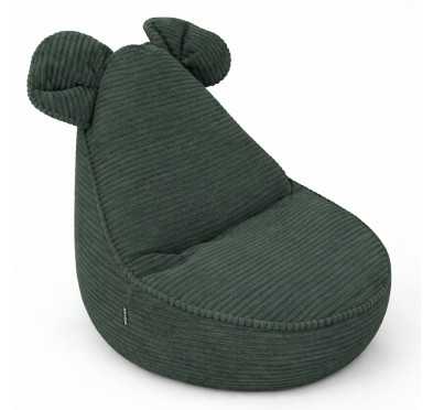 Puf Infantil con Orejas de Ratón | Tejido de pana | 68x68x50 cm | Verde Bosque
