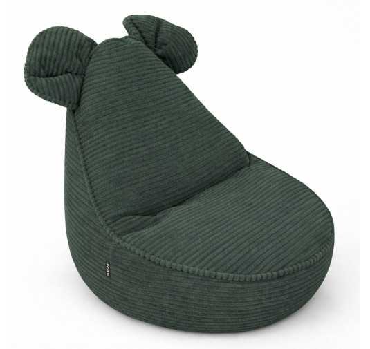 Puf Infantil con Orejas de Ratón | Tejido de pana | 68x68x50 cm | Verde Bosque