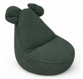 Puf Infantil con Orejas de Ratón | Tejido de pana | 68x68x50 cm | Verde Bosque