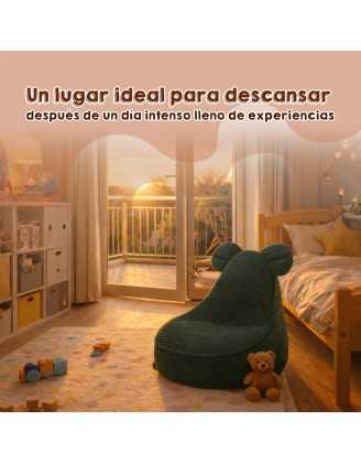 Puf Infantil con Orejas de Ratón | Tejido de pana | 68x68x50 cm | Guisante de Primavera