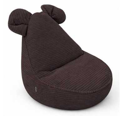Puf Infantil con Orejas de Ratón | Tejido de pana | 68x68x50 cm | Marrón Chocolate